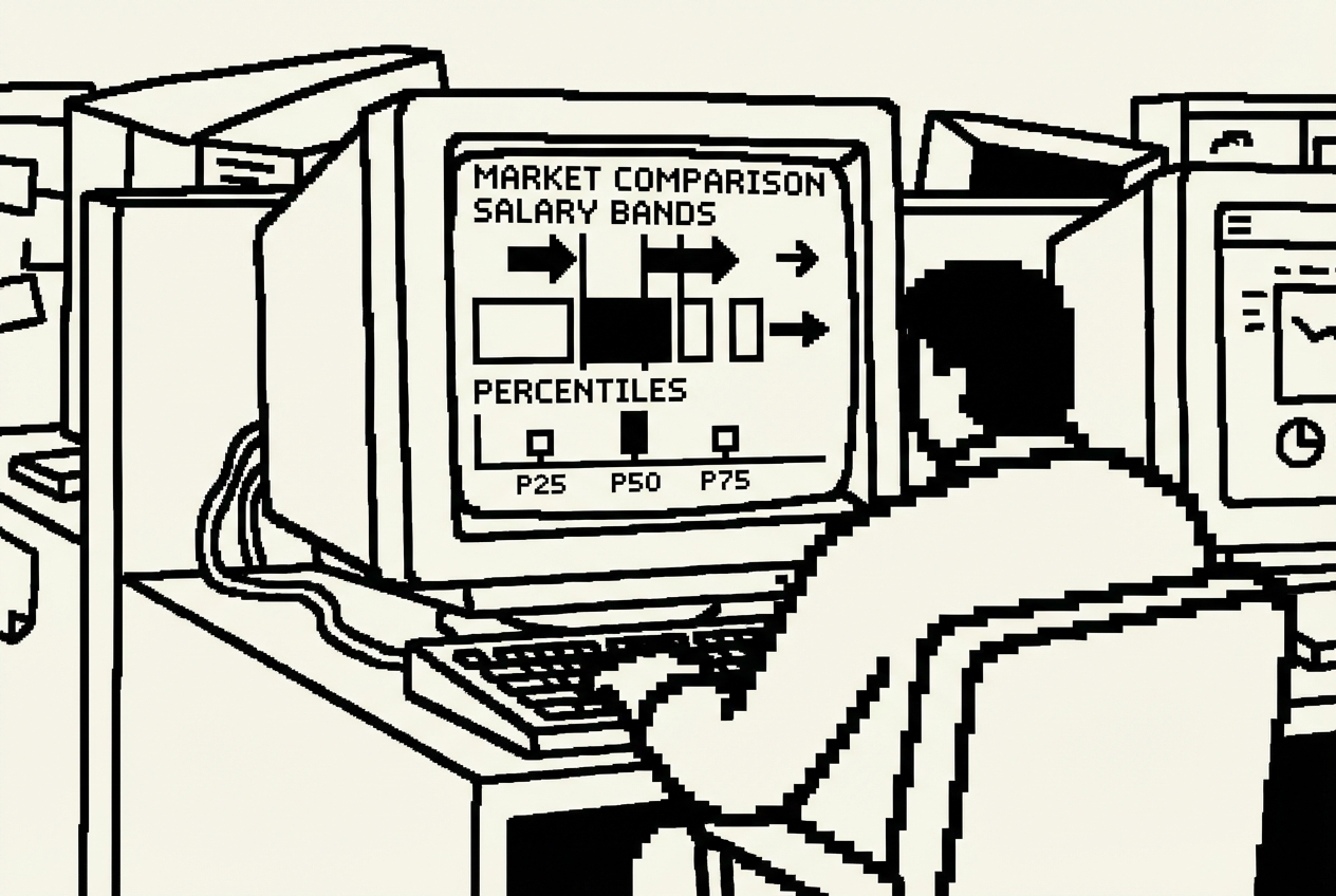 Compensation benchmarking dashboard with market comparison