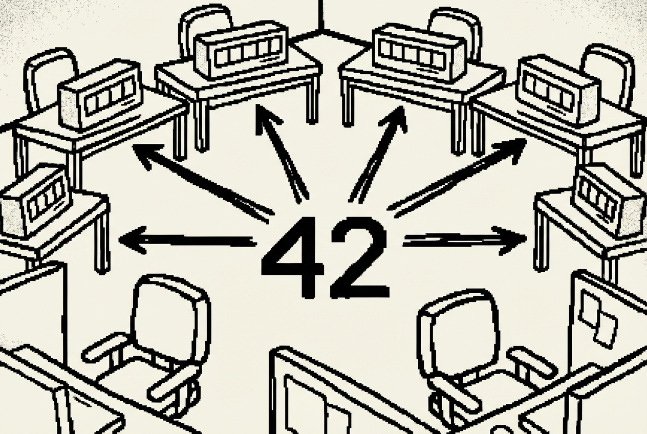 All six department tallies converging into a single number